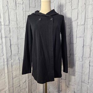 Pure Jill J. Jill Extra Small Black Hooded Cross Wrap Draped Longsleeve Cardigan